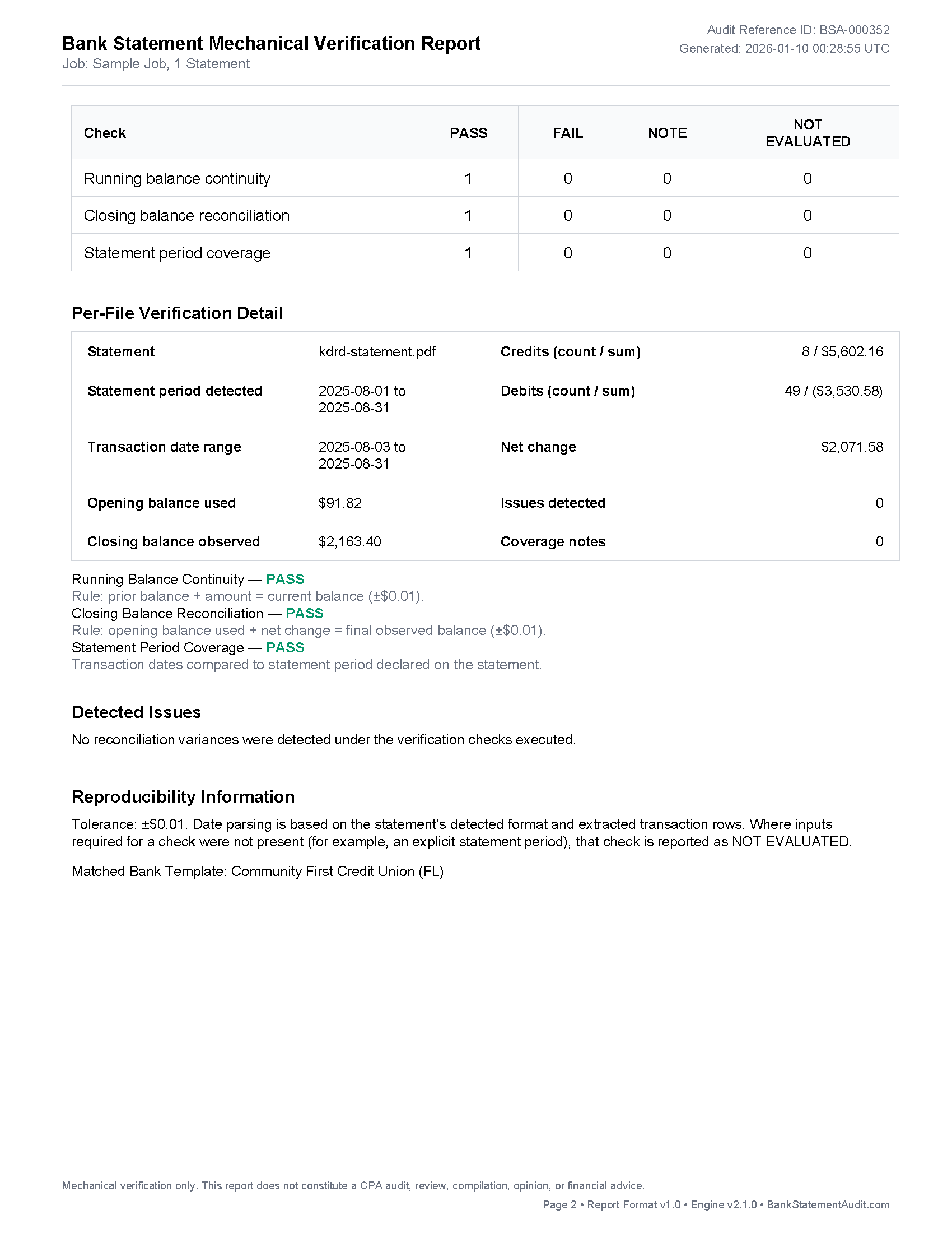 Example Audit Report PDF preview (page 2)